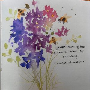 Bees with flowers Haiku art