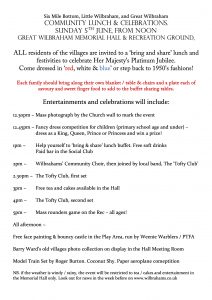 Image of the Timetable for the Community Lunch and Celebration