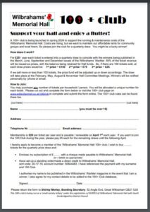 image of black and white 100 Club Poster. Text as on the attached .pdf