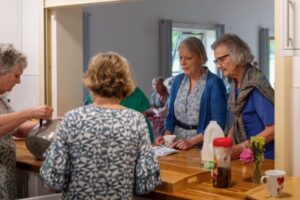 Serving teas in the Memorial Hall
