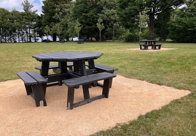 picture of a picnic table with seats